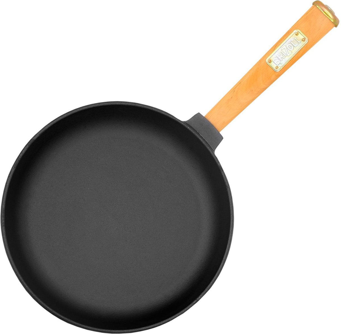Poêle en fonte BRIZOLL 24 cm avec manche en bois - Parfaite pour la cuisson au gaz, à induction et électrique