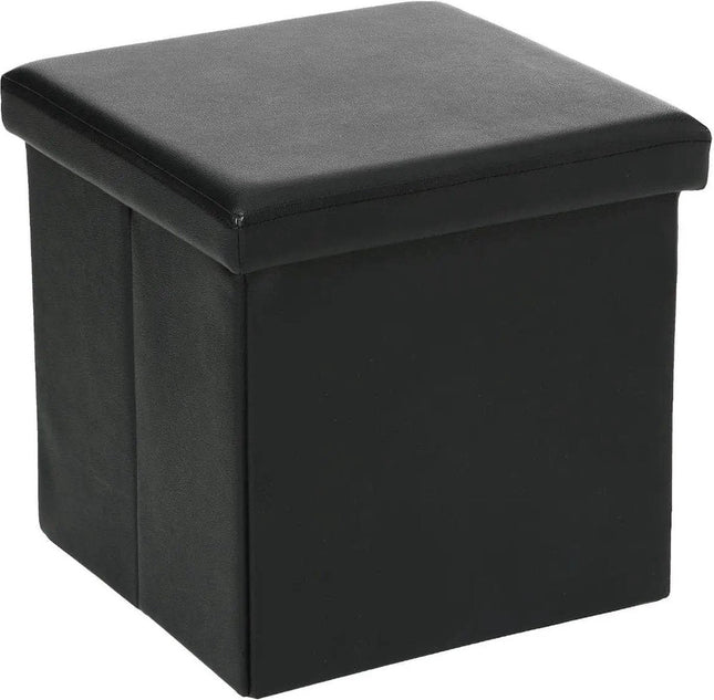 Atmosphera poef met opbergruimte zwart – opvouwbare hocker, 38 x 38 cm