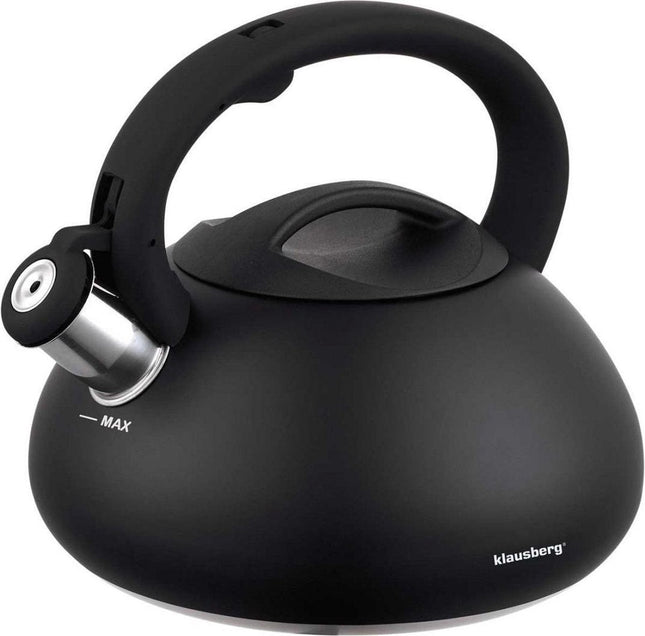 Klausberg 7368 fluitketel zwart – RVS met marmercoating, 2,7 liter
