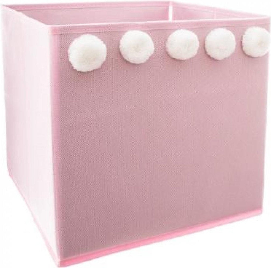 Storage Box Square - Pompom, Pink - (29 x 29 x 29 cm)