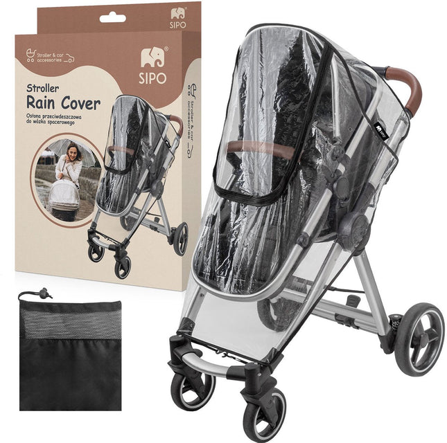 SIPO Rain Cover for Strollers - Waterproof 3-in-1 Protective Cover against Rain, Snow and Wind - Transparent - Universal Model for Most City Buggies and Prams - Wind Cover Stroller - Rain Cover