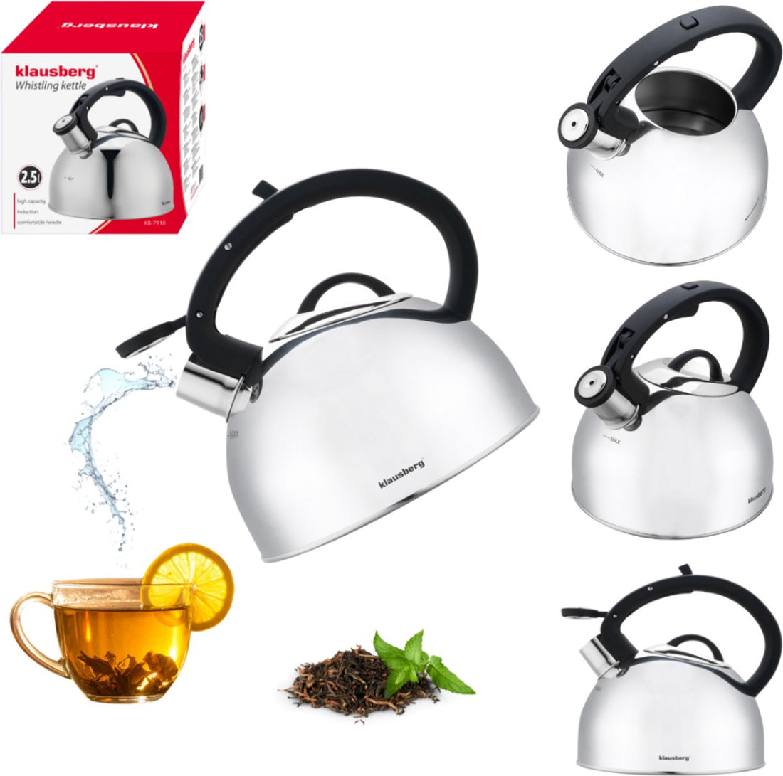 Klausberg 7910 - Whistling kettle - 2.5 litres - Stainless steel - Silver-coloured