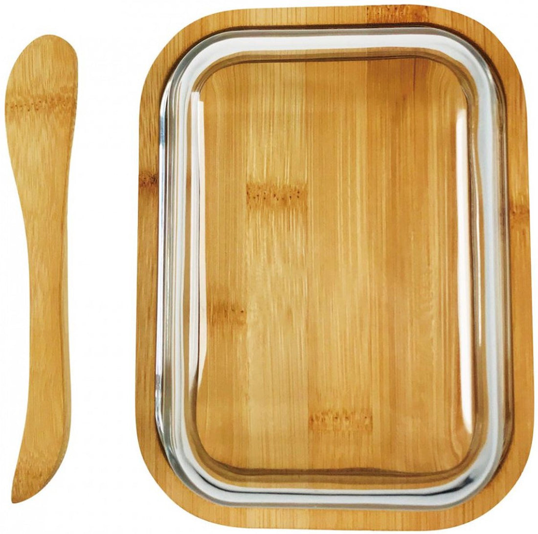 Kassel 93564 - Beurrier - bambou et verre - avec couteau en bambou