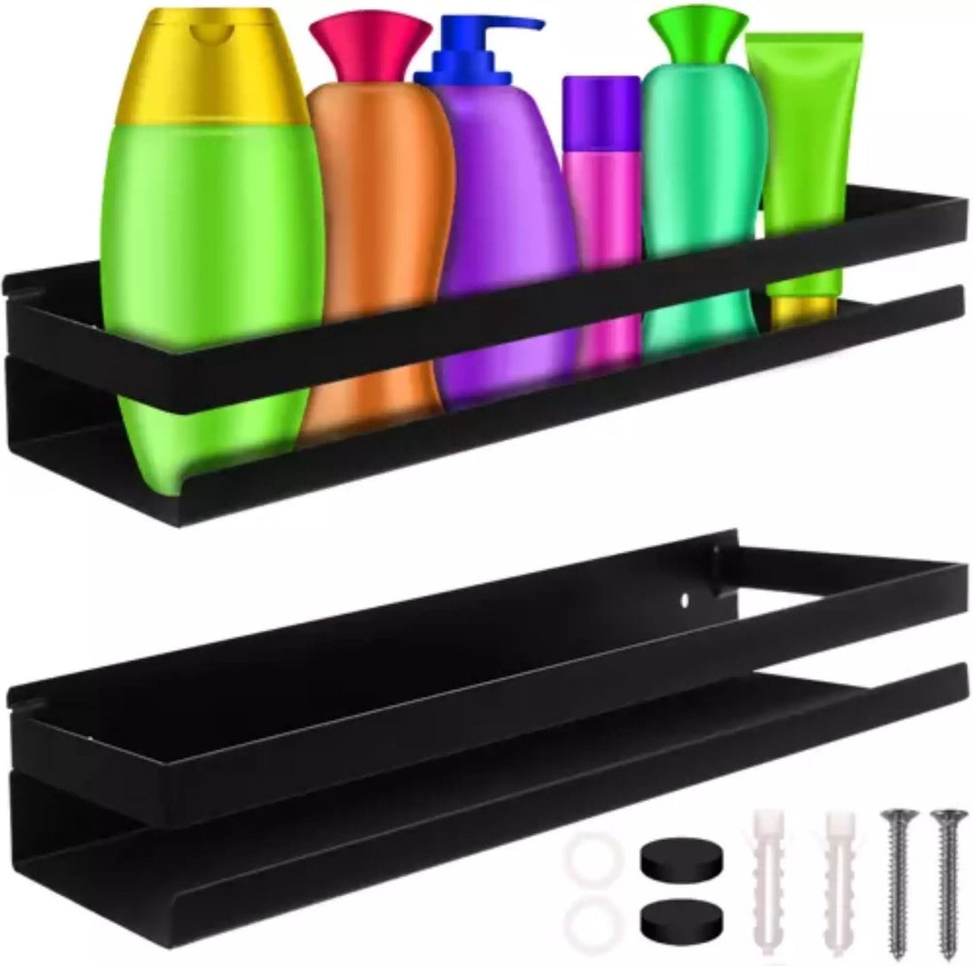 Ruhhy Wall Shelf - black - stainless steel - L50 cm - floating - industrial - for bathroom or kitchen
