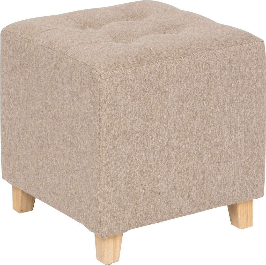 Atmosphera Leandre Samt-Hocker - 35x35x35cm - Fußhocker - Beige