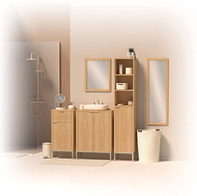 5Five Make-up mirror with stand - 18 x 26 cm - metal - ivory white - bathroom / dressing table - rotatable