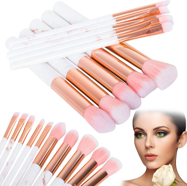 Professionelle Make-up-Pinsel | Puderpinsel | Pinsel | Lidschattenpinsel | Bronzer-Pinsel | Foundation-Pinsel | Konturieren | Make-up-Pinsel 10-teilig | Pink mit Weiß