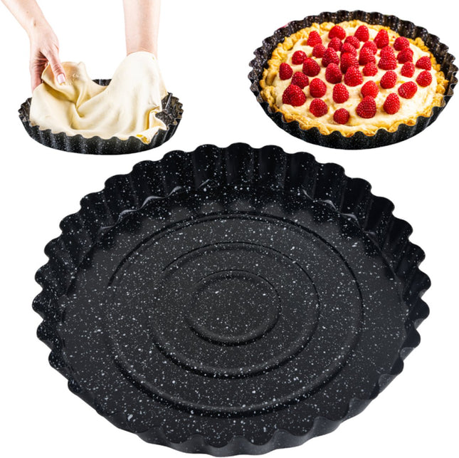 KINGHoff Kuchenform KH-1956 - Ø28 cm Antihaft-Marmorform für Kuchen und Quiches - Ofenfest bis 220°C