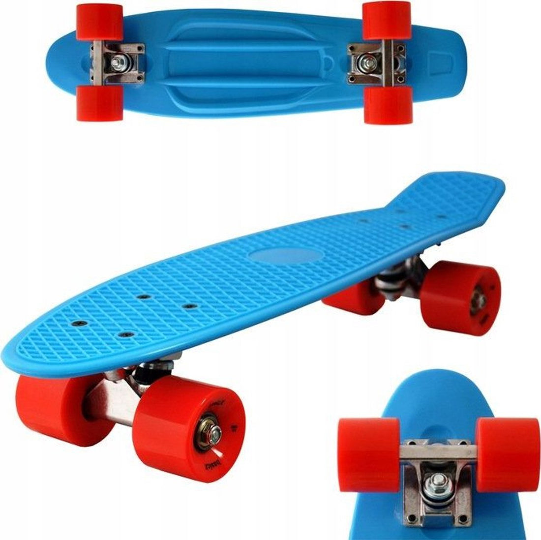 Skateboard – Cruiser Pennyboard 57 cm – Lightweight – ABEC-5 – PU bushings – Red / Blue