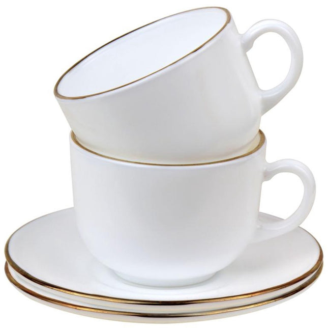 KingHoff kop en schotel set 12-delig – koffiekopjes met gouden rand, 210 ml – foto 2