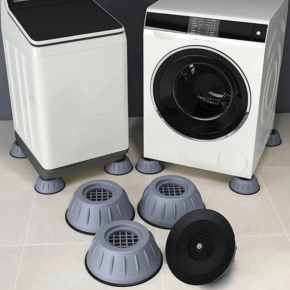 Amortisseur de vibrations pour lave-linge - Amortisseur pour lave-linge - Amortisseur de vibrations - Patins anti-vibrations antidérapants - Amortisseur - Lot de 4 pieds anti-vibrations