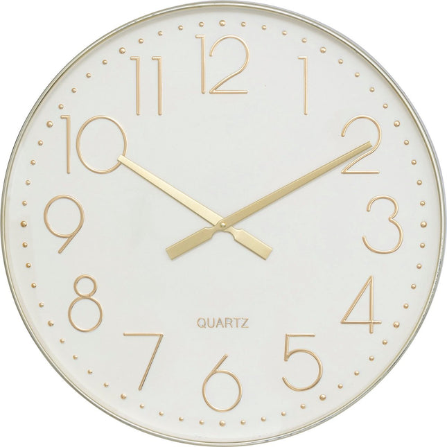 Atmosphera Laure wandklok Ø 51 cm – wit met goudkleurige accenten