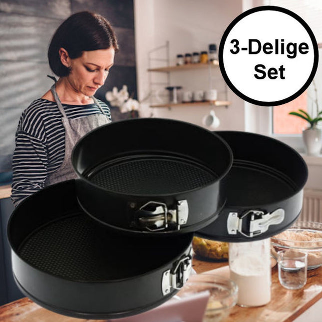 Round Springform Baking Pan Set - SET of 3 Pieces (Ø22, Ø24.5, Ø26 cm) - Round Baking Pans - Metal - Cake & Pie Pan
