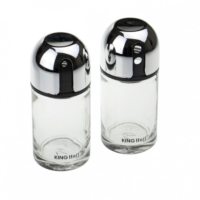 Kinghoff zout- en peperstel – glazen strooiers 100 ml met verstelbare dop