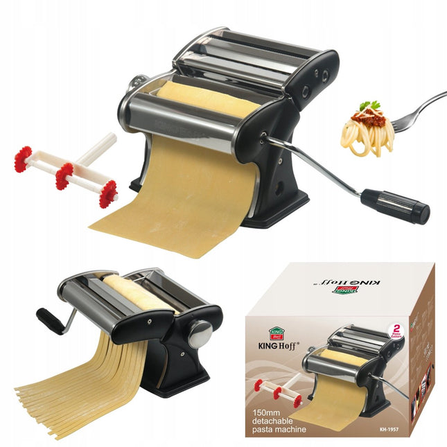 Machine à pâtes manuelle KINGHoff KH-1957 - 150 mm de largeur - Pour tagliatelles, spaghettis et lasagnes frais - Machine à pâtes