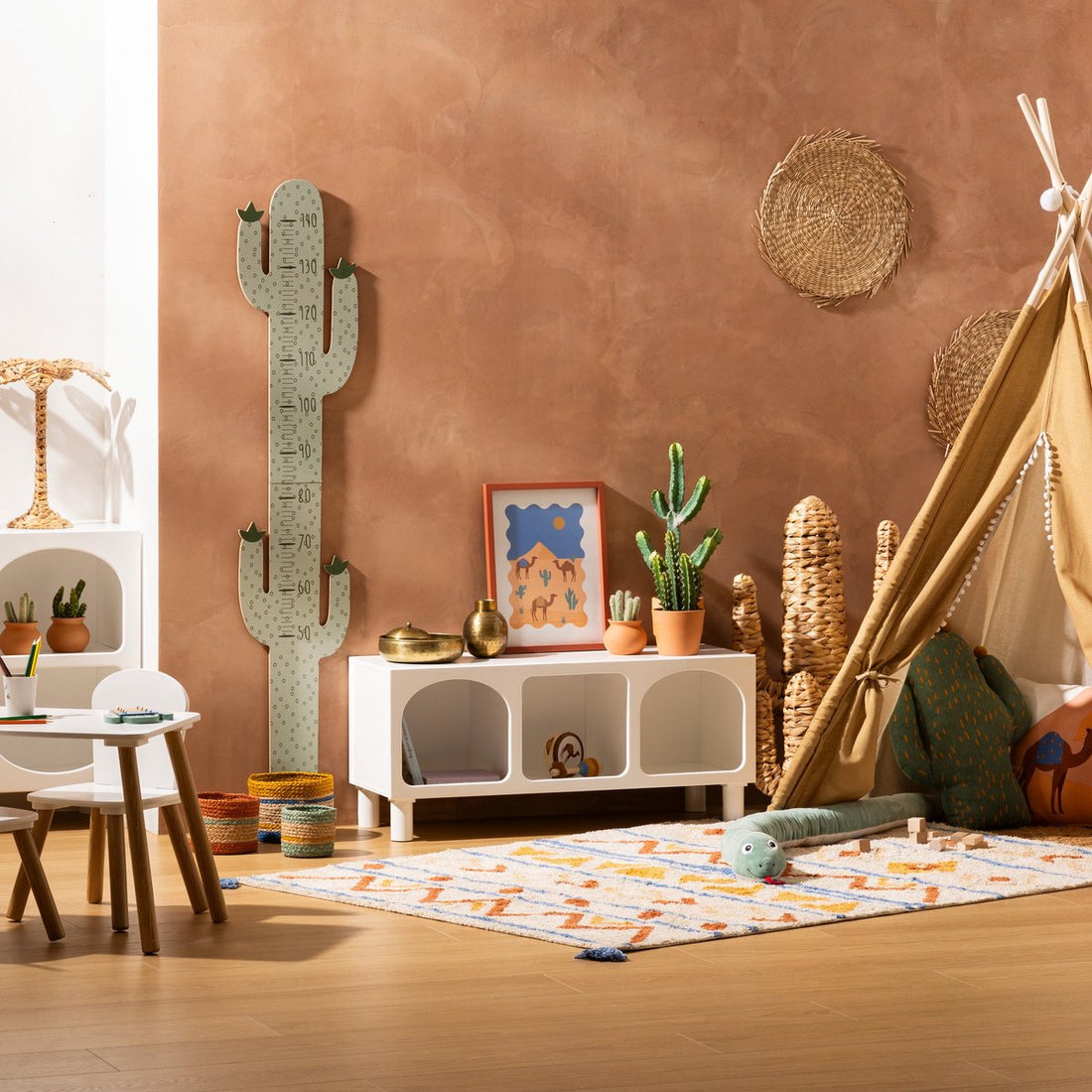 Atmosphera Kids Toise Cactus - Règle de croissance pour enfants - L29xH140cm - Vert