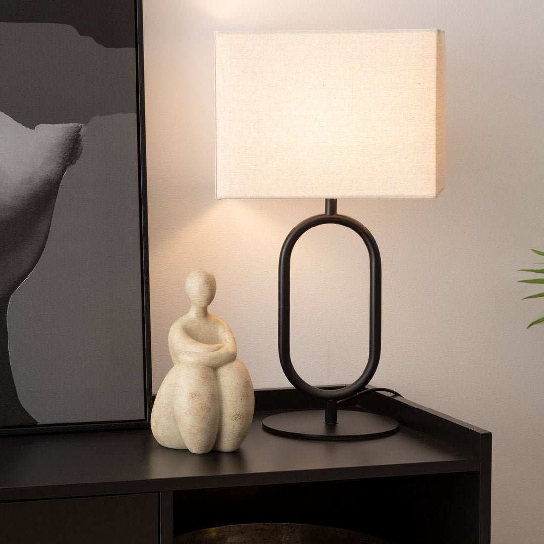 Atmosphera Metal Table Lamp - 28x18x52cm - Black