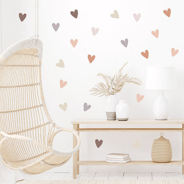 Sipo Herz-Wandaufkleber-Set - Selbstklebende Wanddekoration - Wiederablösbare Herzen für Kinderzimmer und Wohnzimmer - 6,5 x 5,7 cm pro Herz - Wandtattoos