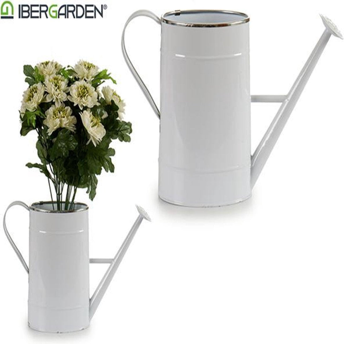 Arrosoir décoratif en métal blanc (10,5 x 22,5 x 38 cm)