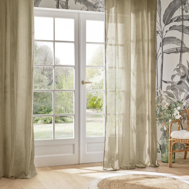 Atmosphera Paxta gordijn kant-en-klaar met ringen – beige, 130 x 240 cm