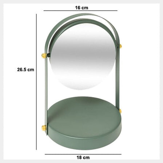 5Five Make-up mirror with stand - 18 x 26 cm - metal - ficus green - bathroom / dressing table - rotatable