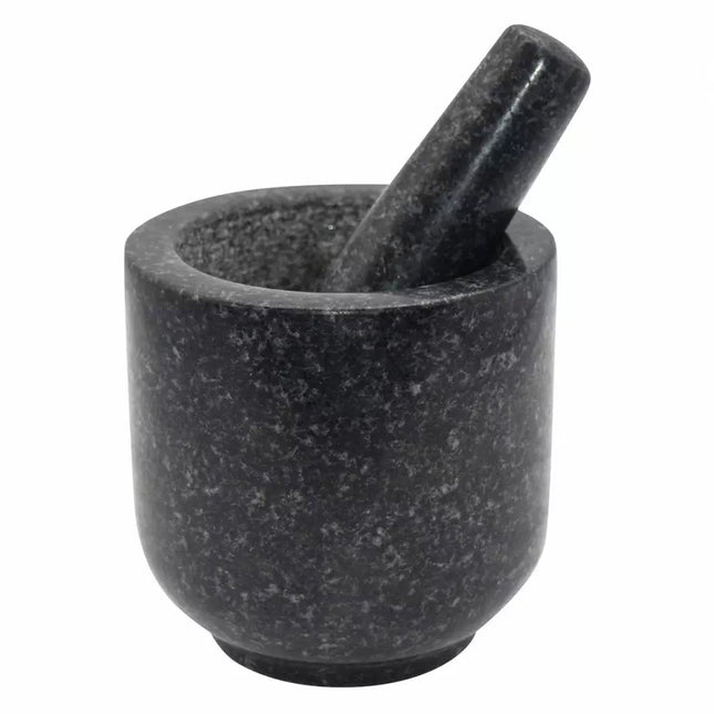 Kinghoff KH1679 – Mörser und Stößel Set aus Naturstein Granit – Mörser 12 cm – Stößel 15,5 cm – Langlebiges und stilvolles Küchenutensil – Handgefertigt