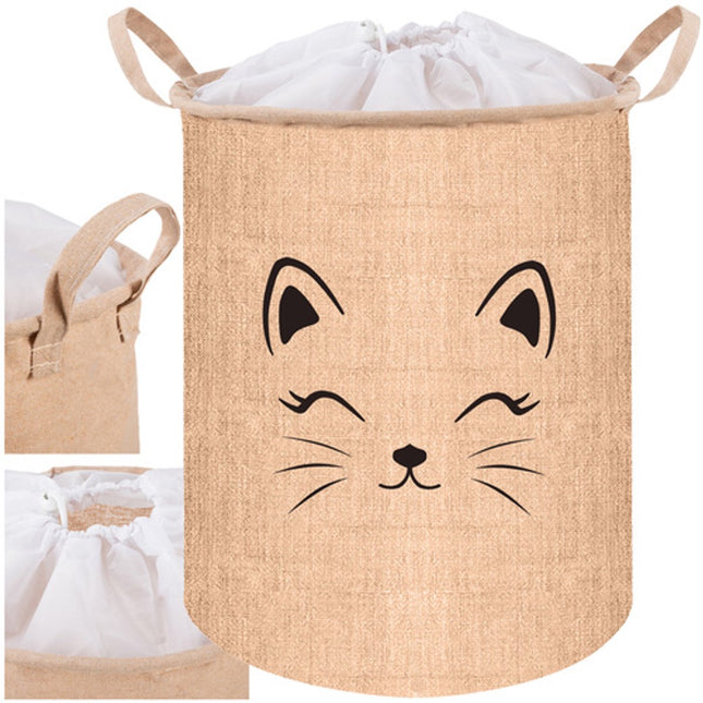 Kruzzel Toy Basket Organizer 63L - Opbergmand voor speelgoed, kleding en wassen - XL, waterdicht, vouwbaar -Beige met print