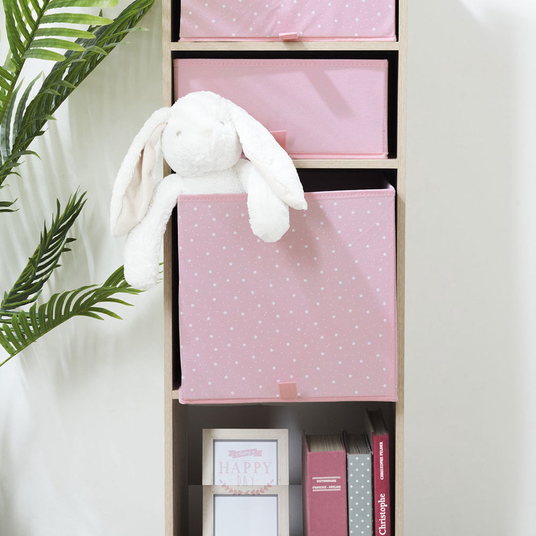 Opbergdoos Vierkant - Sterren, Roze - (29 x 29 x 29 cm)