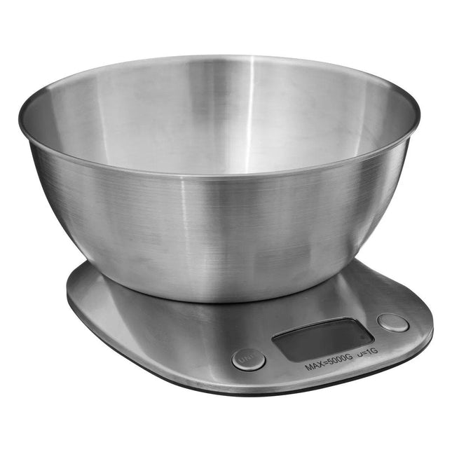 5Five Digital kitchen scale with bowl - silver - metal - D21 x H22 cm - battery operated