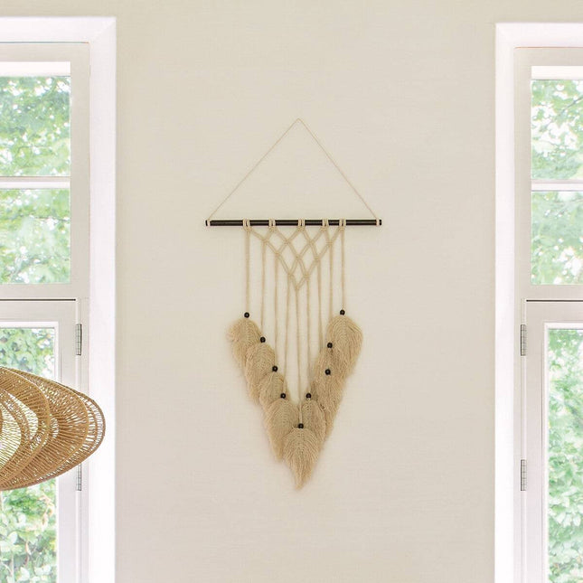 Atmosphera macramé wandhanger Safari – katoenen koord, beige, 95 cm