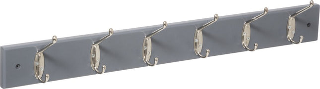 5Five Kapstok - voor wand / muur - grijs - 6-haaks wandkapstok - MDF / ijzer - 58 x 9 cm