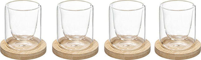 Secret de gourmet espresso cup set 4 pieces with bamboo coaster - double-walled - 8 cl - In gift box