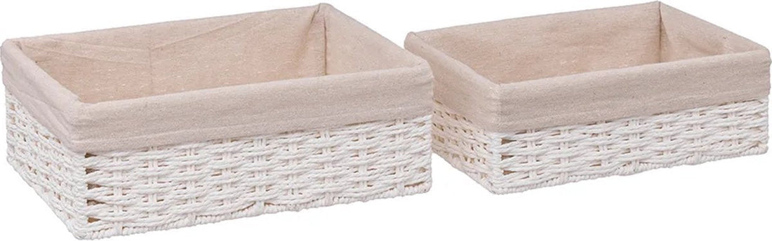 5Five White baskets with fabric lining, 2-piece set