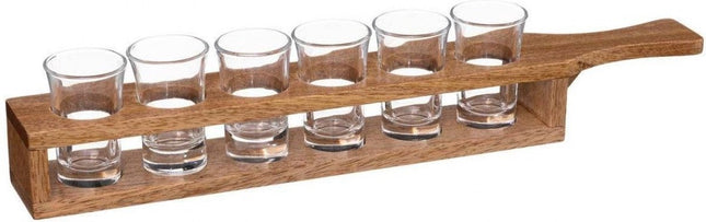 Secret de Gourmet shotplateau van hout met 6 shotglaasjes – 41 cm