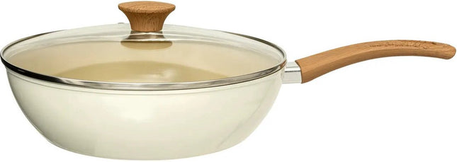 5Five Braad / wokpan met deksel Harmony - Alle warmtebronnen - Beige - Dia 27 cm - handvat bakeliet - aluminium