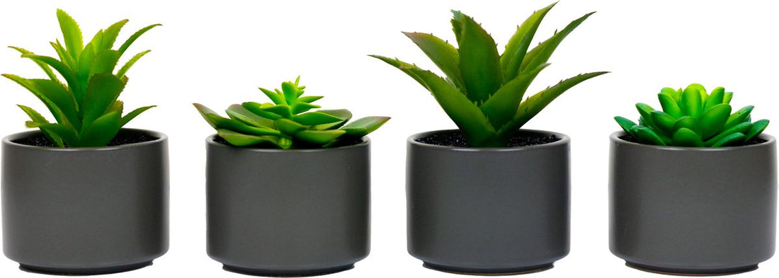Atmosphera Artificial Plant - Fake Plant - Grey - Set of 4 - For Indoor Use - With Pot