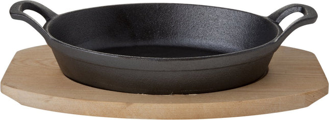 Cosy & Trendy gusseiserne Auflaufform auf Holzbrett - oval - 30 x 17 x H5 cm - Set-1