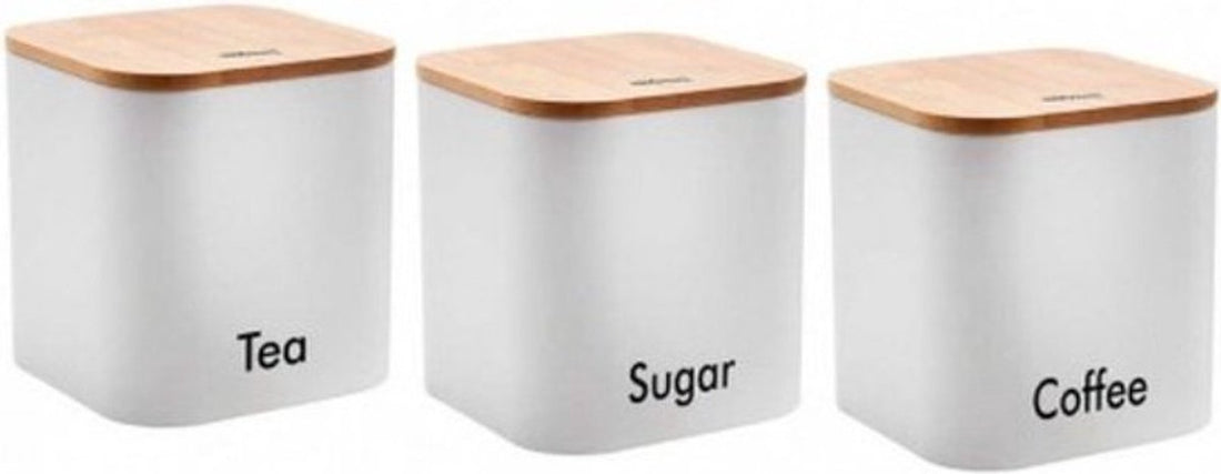 Kinghoff 1526 voorraadpotten koffie, thee en suiker – set van 3, wit
