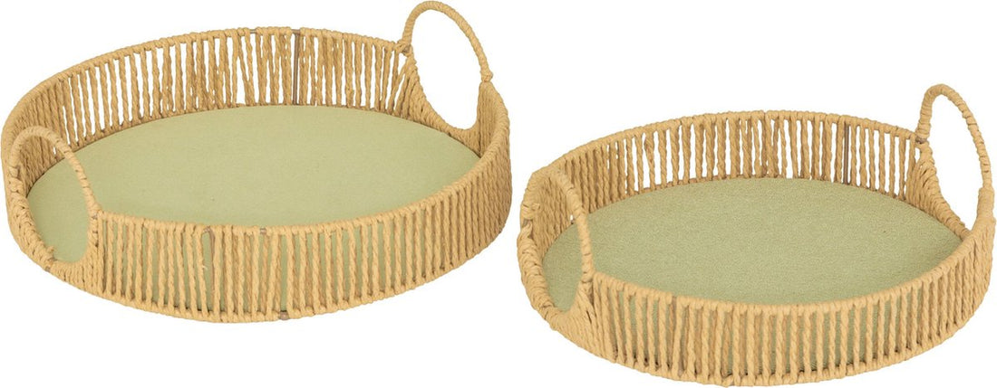 Atmosphera Trays - Set of 2 pieces - Ø35xH11 cm - Green