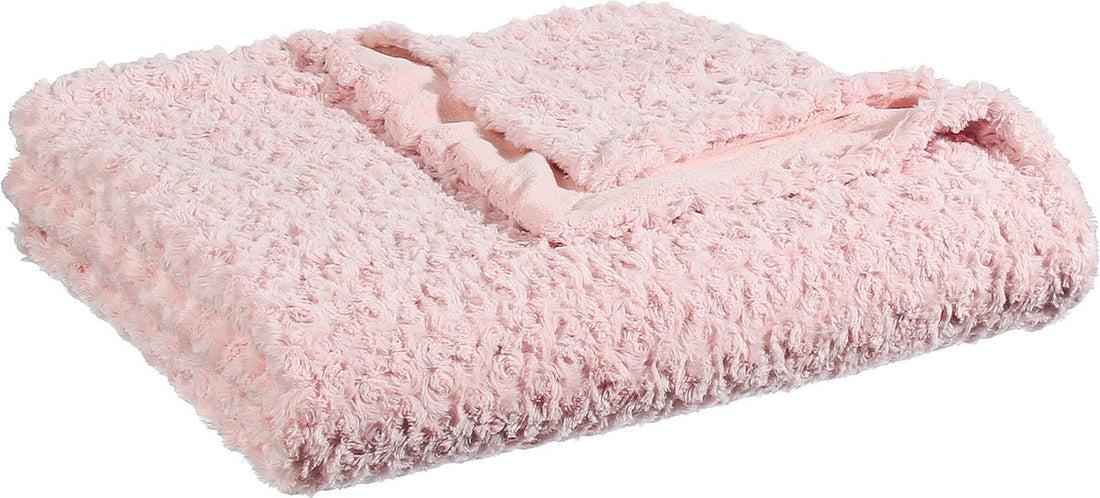 Atmosphera Sprei / deken / plaid - lichtroze - polyester - 230 x 180 cm - geknoopt motief