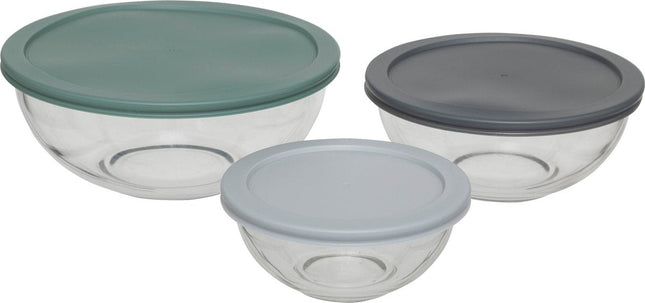 5Five Glazen Voorraaddozen - Set van 3 stuks - Ø23xH9 cm - Multi