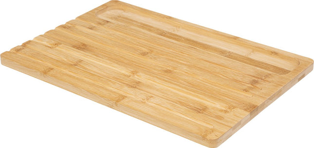 Brood snijplank 40 x 27 cm van bamboe hout inclusief broodmes en pincet - Serveerplank - Broodplank