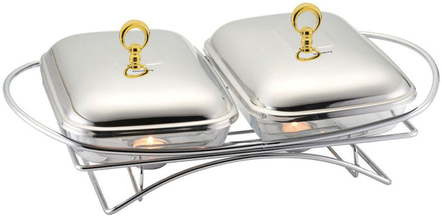 Klausberg 7922 - Double food warmer - glass - 2 x 1.5 litres - stainless steel stand