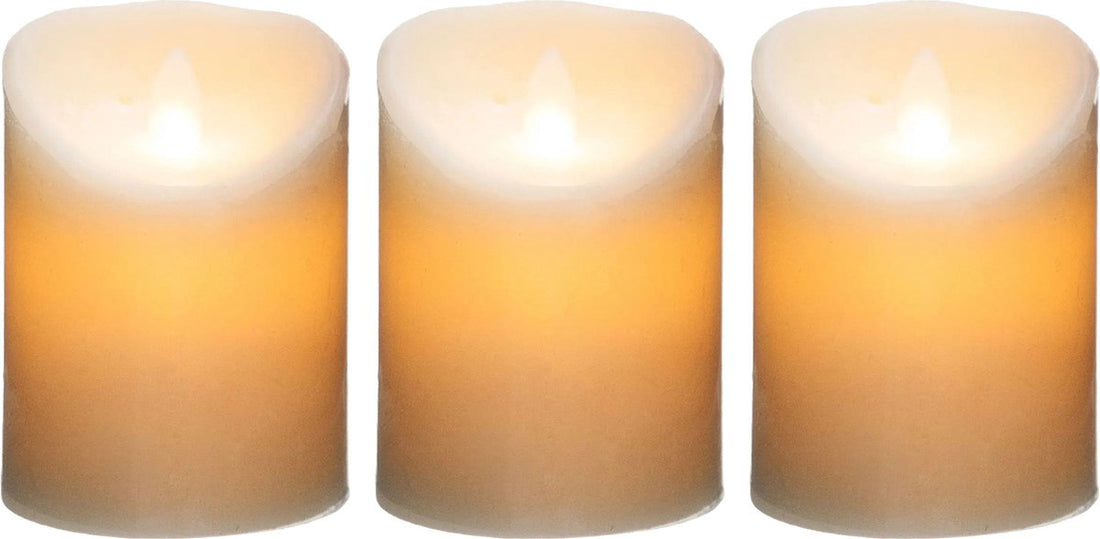Atmosphera LED pillar candles - 3x pieces - Warm light - White