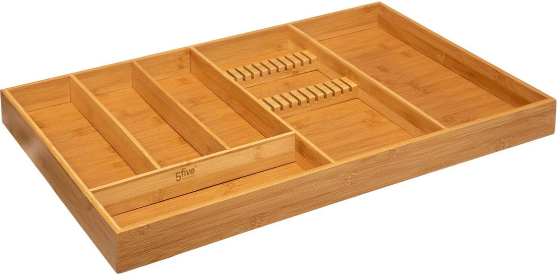 5Five bestekbak van bamboe met messenhouder – 6 vakken, 58 x 38 x 5 cm
