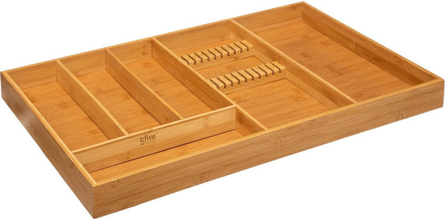 5Five bestekbak van bamboe met messenhouder – 6 vakken, 58 x 38 x 5 cm