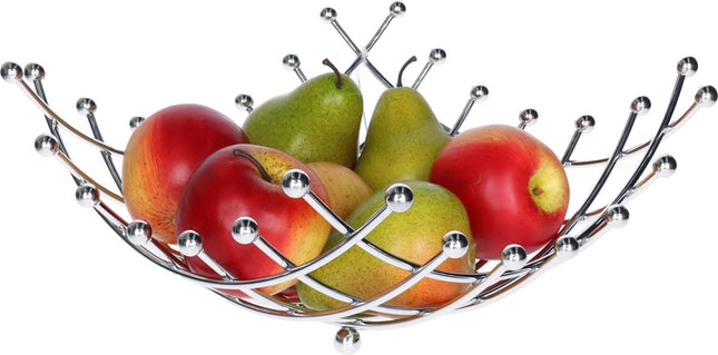 5Five Obstschale / Obstkorb Basel - Metall - D30 x H14 cm - silber - quadratisch - spiralförmig
