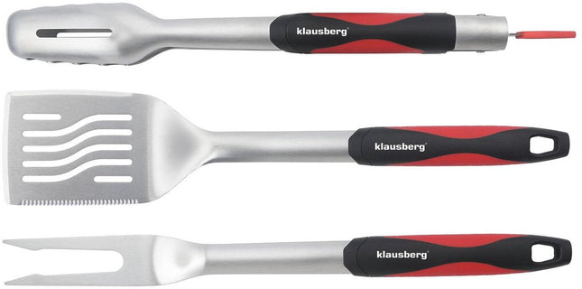 Klausberg KB-7899 bbq set – 3-delige grillset van RVS met spatel, vork en tang