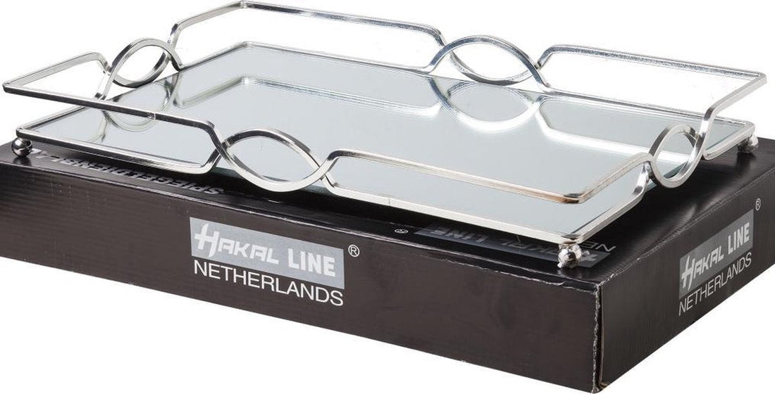 Plateau miroir - Plateau miroir rectangulaire argent - 42 cm x 28 cm