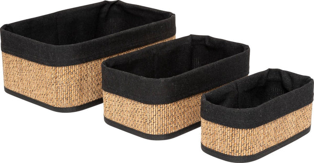 5Five bamboe opbergmanden, set van 3 – rechthoekig, beige